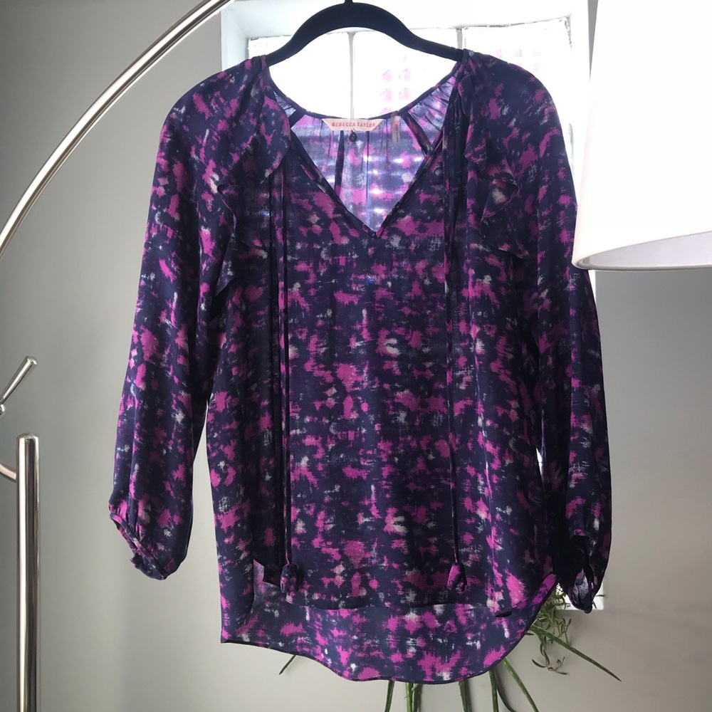 Rebecca Taylor Silk Blouse with Front Tie - Size 0